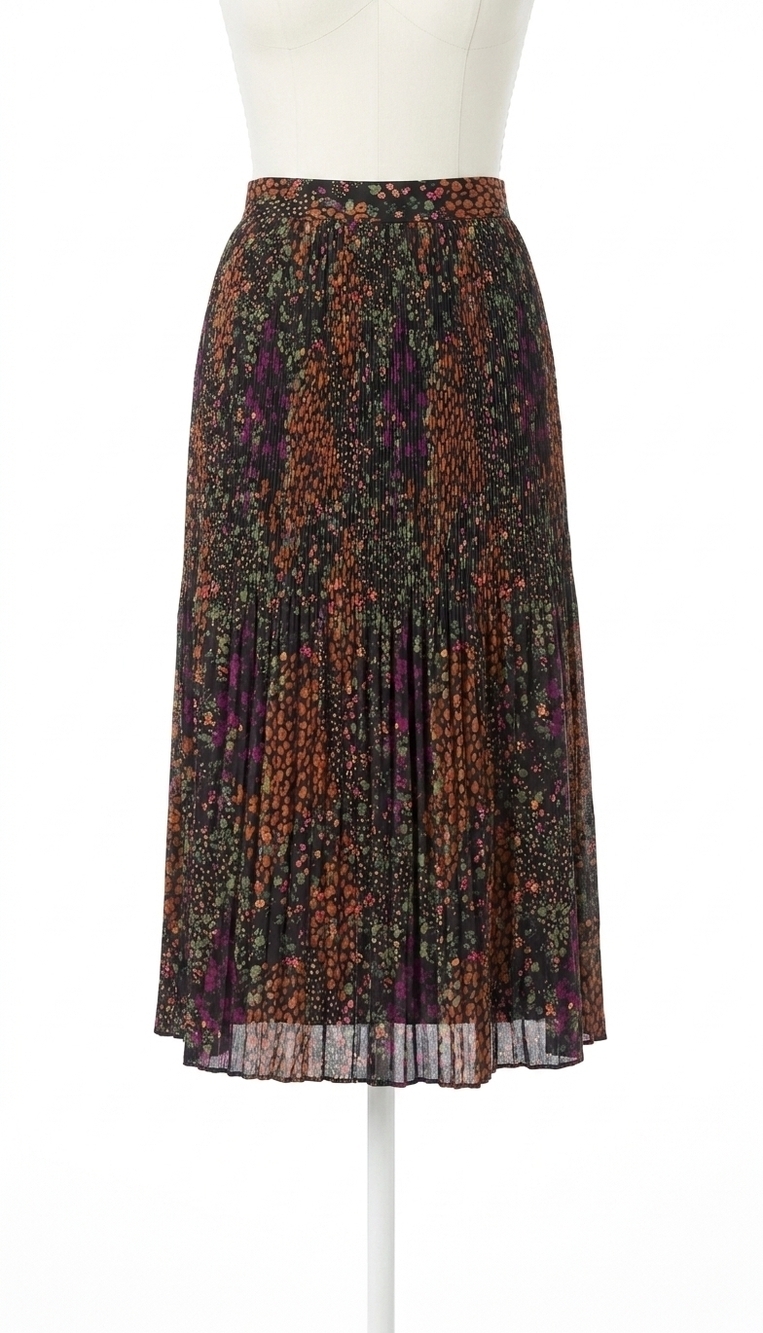 NEW TRIBAL plisse with slit skirt in plum wine